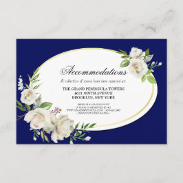 Elegant Boho Blue Floral Hochzeitsunterkünfte Begleitkarte