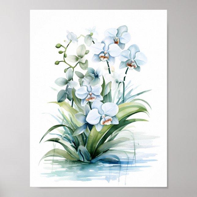 Elegant Boho Blue Watercolor Poster (Vorne)