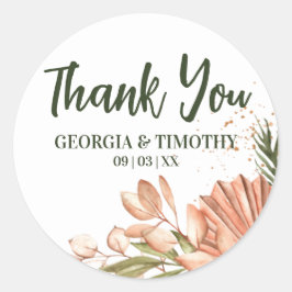 Elegant Boho Blume, vielen Dank Runder Aufkleber