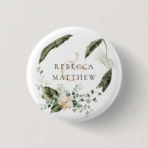 Elegant Boho Blumengrün Hochzeit Button
