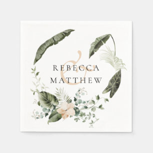Elegant Boho Blumengrün Hochzeit Serviette