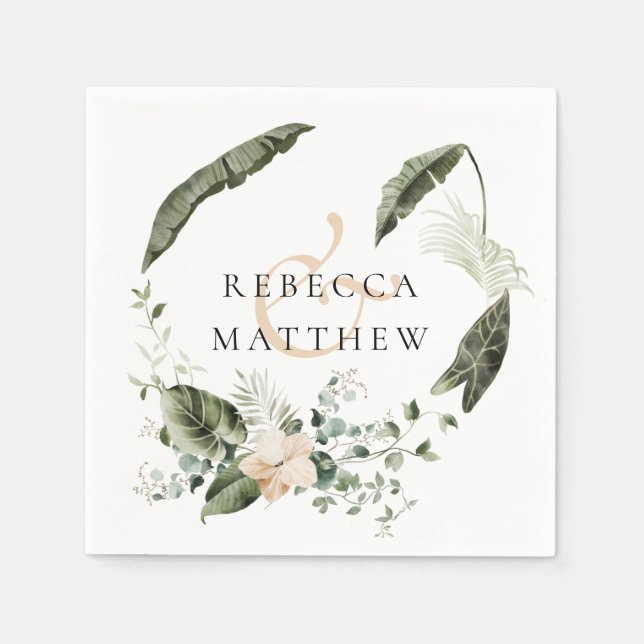 Elegant Boho Blumengrün Hochzeit Serviette (Vorderseite)