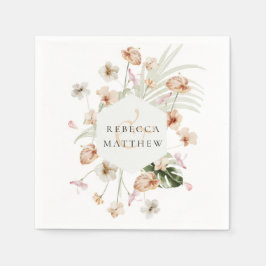 Elegant Boho Blush Blumengrün Hochzeit Serviette