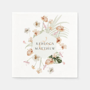 Elegant Boho Blush Blumengrün Hochzeit Serviette