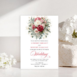 Elegant Boho Blush White Greenery Wedding Invite Einladung