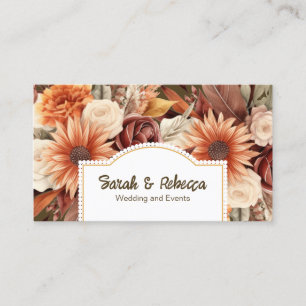 Elegant Boho Bohemian Gold Champagner Braun Floral Visitenkarte