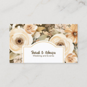 Elegant Boho Bohemian Gold Champagner Braun Floral Visitenkarte