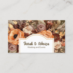 Elegant Boho Bohemian Gold Champagner Braun Floral Visitenkarte