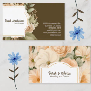 Elegant Boho Bohemian Gold Champagner Braun Floral Visitenkarte