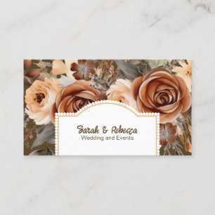 Elegant Boho Bohemian Gold Champagner Braun Floral Visitenkarte