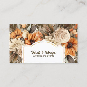 Elegant Boho Bohemisch Gold Champagne Brown Floral Visitenkarte