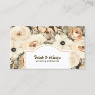 Elegant Boho Bohemisch Gold Champagne Brown Floral Visitenkarte