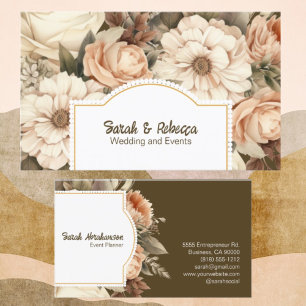 Elegant Boho Bohemisch Gold Champagne Brown Floral Visitenkarte