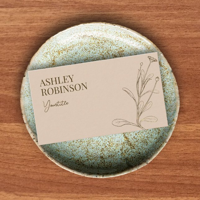 Elegant boho botanical pastel earthy QR code Visitenkarte (Elegant boho botanical pastel earthy QR code Business Card)