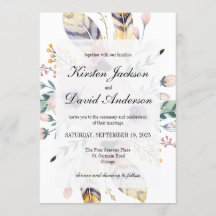 Elegant Boho Bouquet Wedding Invitation