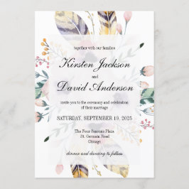 Elegant Boho Bouquet Wedding Invitation Einladung