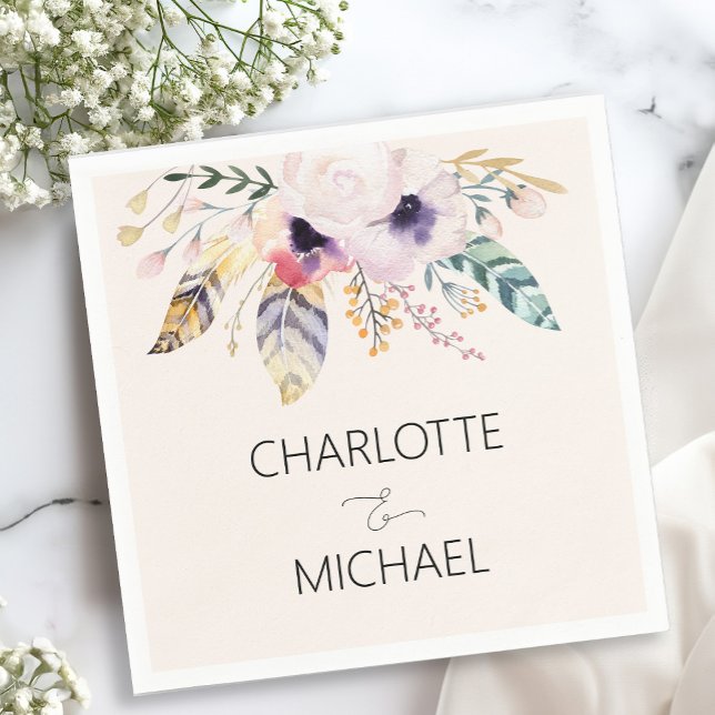 Elegant Boho Bouquet Wedding Serviette (Von Creator hochgeladen)