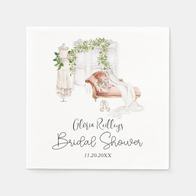 Elegant Boho Bride's Room Brautparty Serviette (Vorderseite)