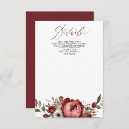 Elegant Boho Burgundy Blush Floral Wedding Begleitkarte