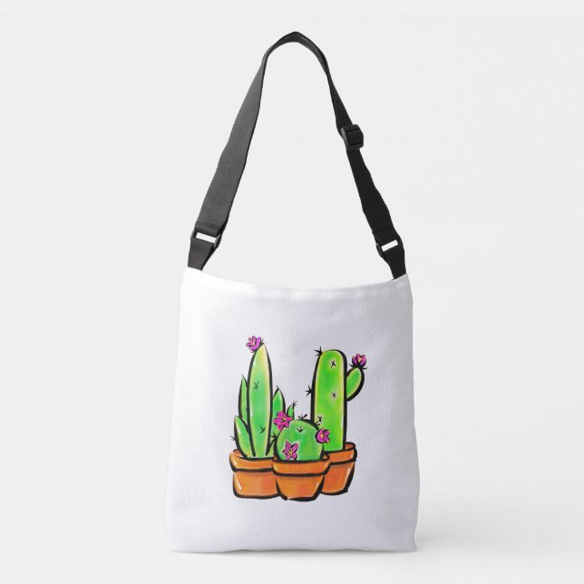 Elegant boho Cactus cacti succulents Tragetaschen Mit Langen Trägern (Vorderseite)