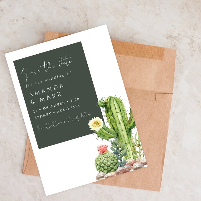 Elegant Boho Cactus Desert Succulent Save the date (Von Creator hochgeladen)