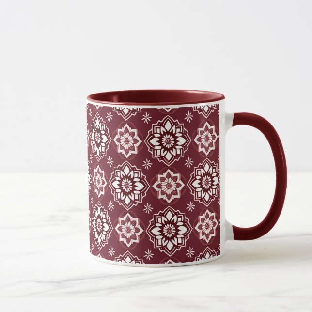 Elegant Boho Chic Blumenmuster Tasse (Rechts)