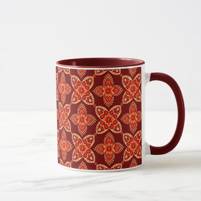 Elegant Boho Chic Blumenmuster Tasse (Rechts)