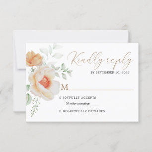 Elegant Boho Chic Blush Gold Floral Wedding Rsvp