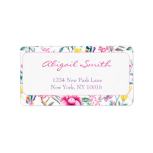 Elegant, Boho Chic Floral Adressaufkleber