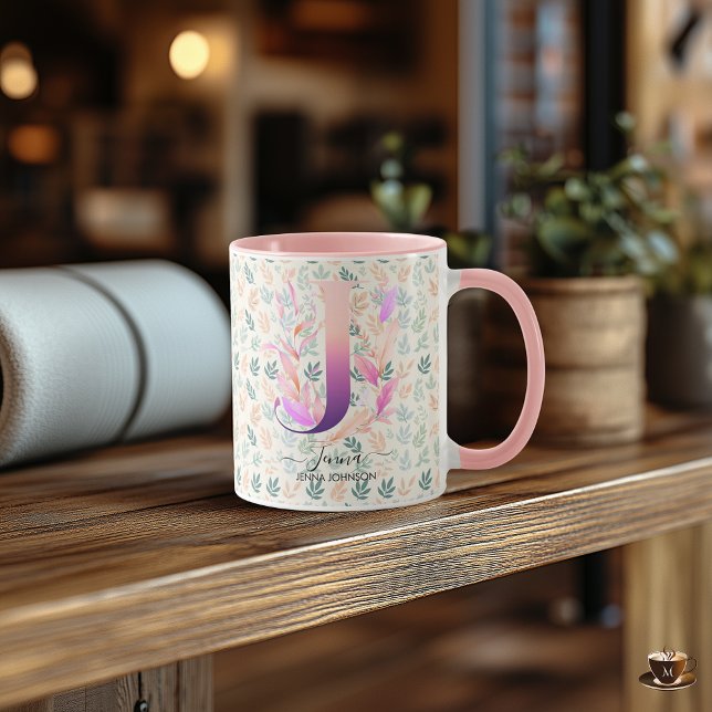 Elegant Boho Chic Floral Monogram Tasse - J (Von Creator hochgeladen)