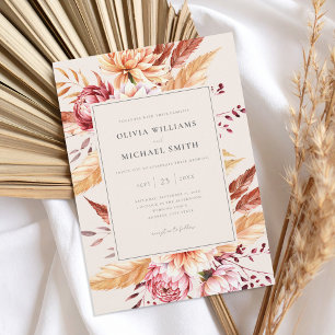 Elegant Boho Chic Floral Wedding Einladung