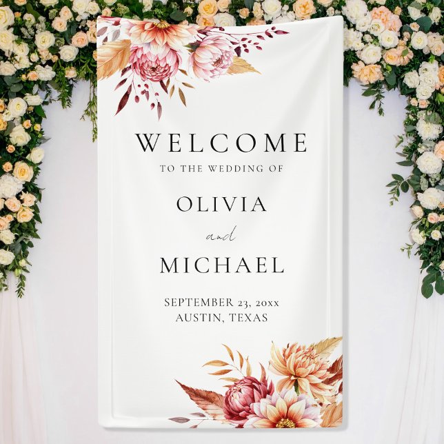 Elegant Boho Chic Floral Wedding Welcome Banner (Von Creator hochgeladen)