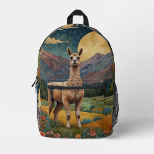 Elegant boho chic llama alpaca bedruckter rucksack