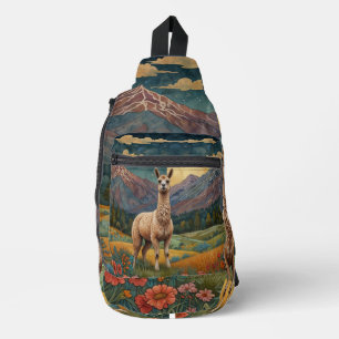 Elegant boho chic llama alpaca crossbody bag