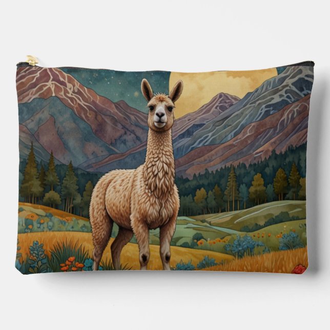 Elegant boho chic llama alpaca zubehörtasche (Vorderseite)