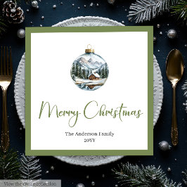 Elegant Boho Christmas Scene Botanical Dinner Serviette