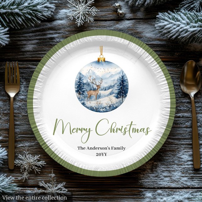 Elegant Boho Christmas Scene in Earthy Colors  Pappteller (Elegant Boho Christmas Scene in Earthy Colors Plate

)