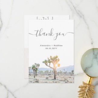 Elegant Boho Desert Greenery Joshua Tree Wedding Dankeskarte