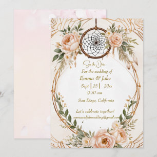 Elegant Boho Dreamcatcher Floral Save the Date Car Feiertagskarte