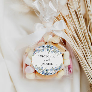 Elegant Boho Dusty Blue Gastgeschenke Hochzeiten Runder Aufkleber