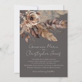 Elegant Boho Earthy Floral Watercolor Wedding Einladung