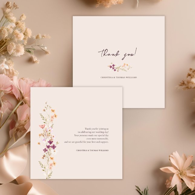 Elegant Boho Fall Wildblume Wedding Dankeskarte (Von Creator hochgeladen)