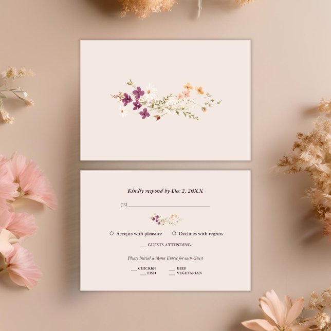 Elegant Boho Fall Wildblume Wedding RSVP Karte (Von Creator hochgeladen)