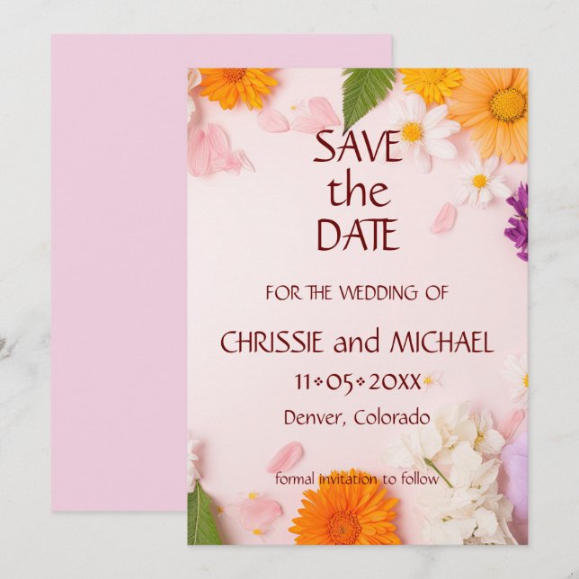 Elegant Boho Floral #3 Save The Date (Vorne/Hinten)