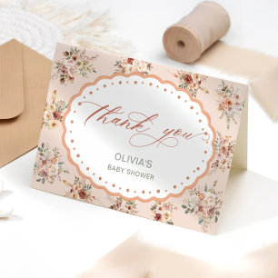 Elegant Boho Floral Baby Shower Danke Karte