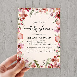 Elegant Boho Floral Baby Shower Einladung