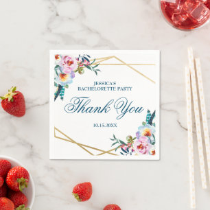 Elegant Boho Floral Bachelorette Weekend Vielen Da Serviette