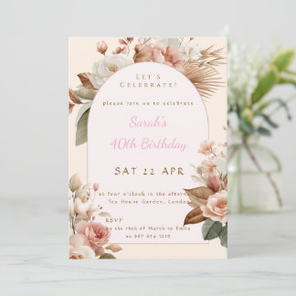 Elegant Boho Floral Birthday Invite Einladung