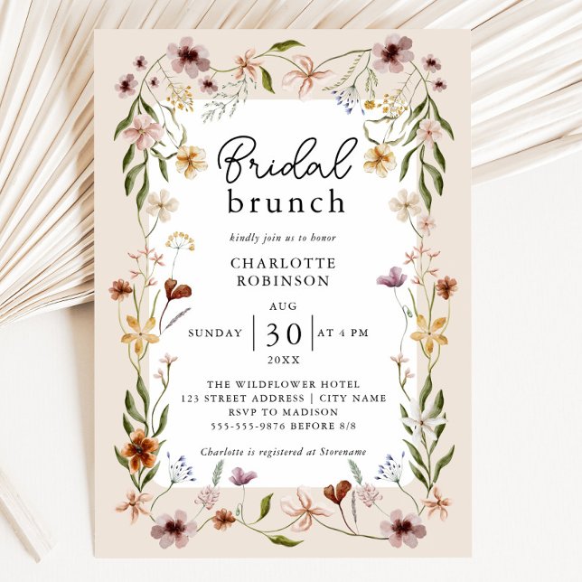 Elegant Boho Floral Bridal Dusche Einladung (Elegant Boho Floral Bridal Shower Invitation)