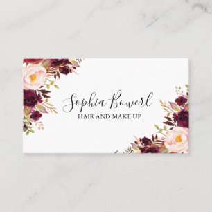 Elegant Boho Floral Burgundy Peony Blush Visitenkarte